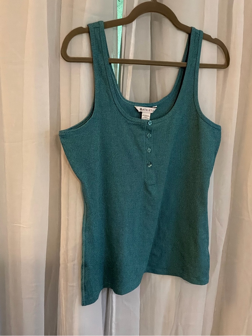 Athleta Teal Button-Front Tank Top NWOT